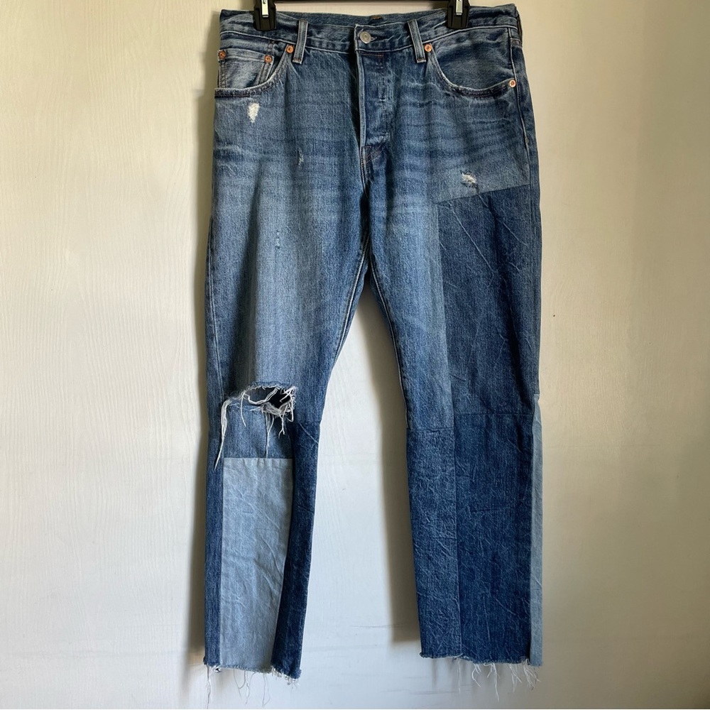Levis 501 Patchwork Raw Hem Jeans - image 2